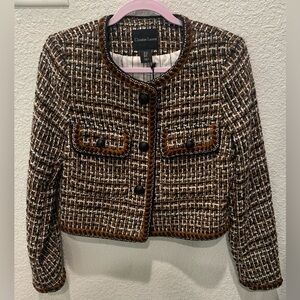 Christian Lacroix Brown & Cream Tweed Cropped Blazer